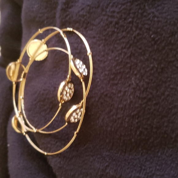 One Size Fits Most Gemstone and Gold Thin 3 Bangle Set - Picture 3 of 4